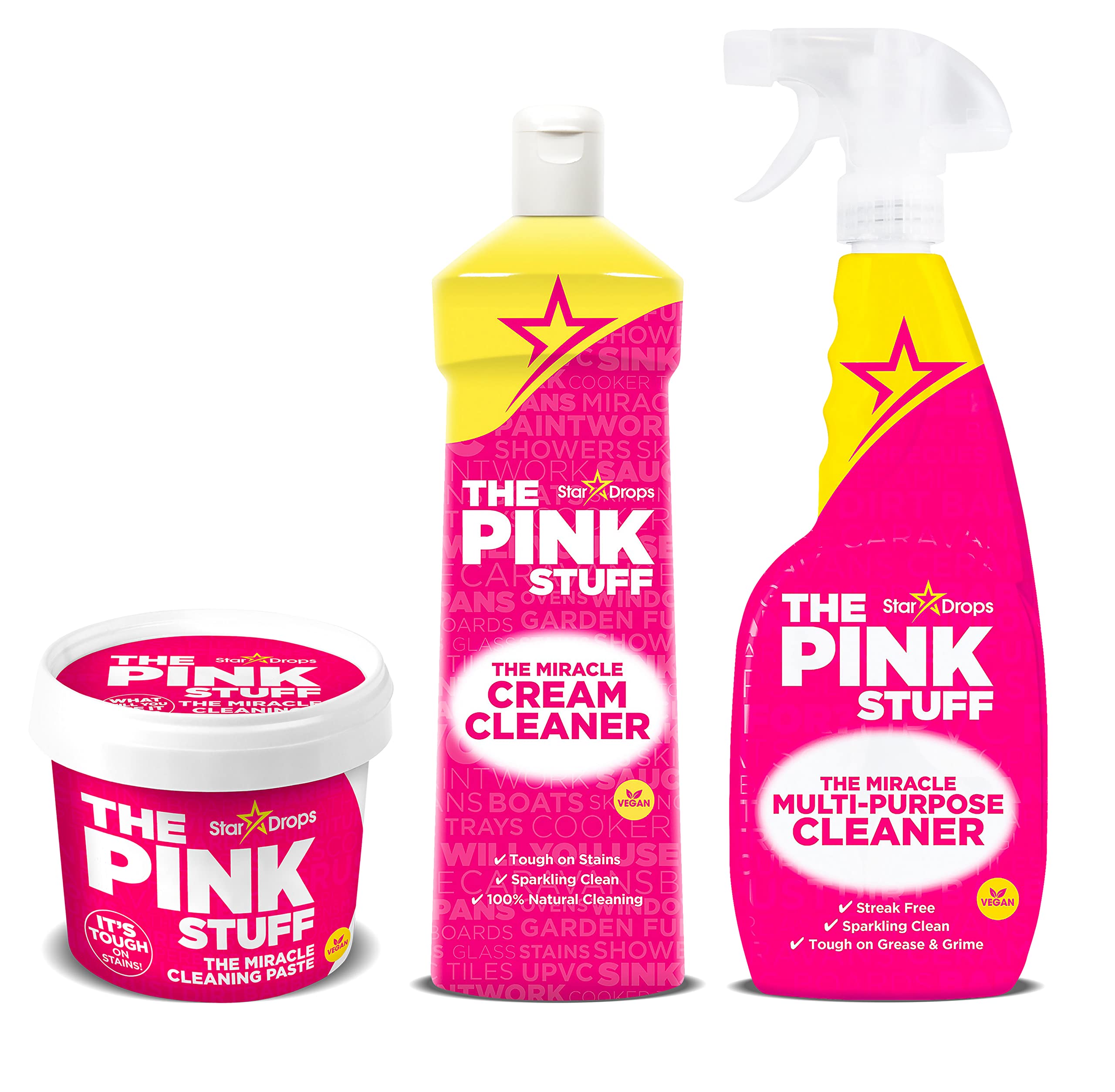 Stardrops - The Pink Stuff Miracle Cleaning Paste, Multi-Purpose Spray, And Cream Cleaner 3-Pack Bundle (1 1 Cleaner)